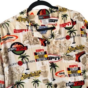 ESPN Sportscenter M AOP Short Sleeve Button Up Men Novelty Shirt Football Sports